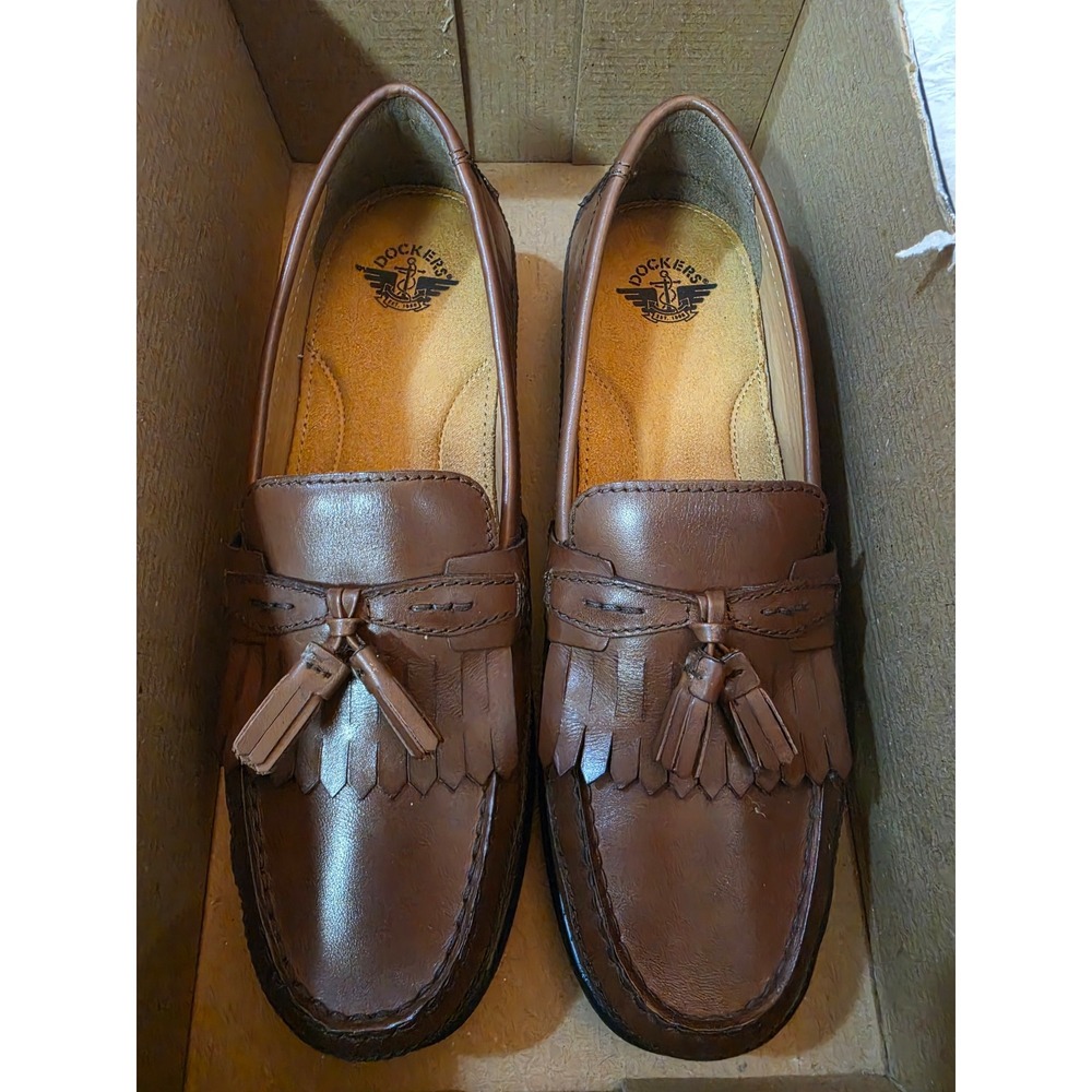 Dockers Sinclair Antique Brown Leather Tassel Kiltie Loafers Mens 10 M 90-7326